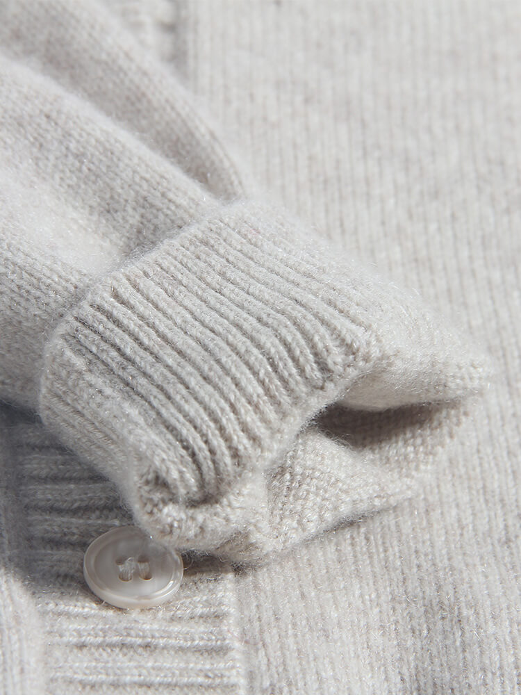 Ruffled Collar Cherry Embroidery Button-Front Cashmere Cardigan